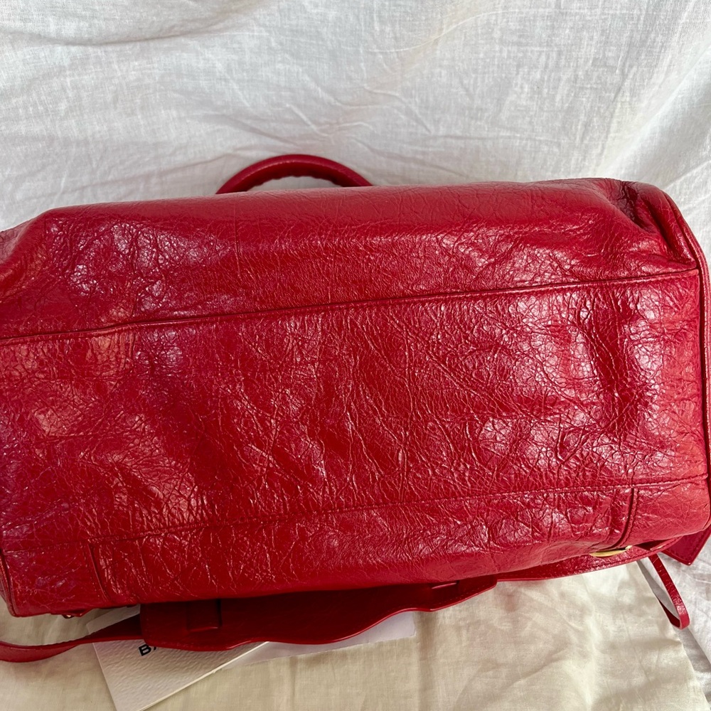 Balenciaga Red Leather Satchel Bag - Picture 6 of 12